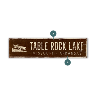 Landmark Boat Launch Custom Signs: Brown 2 - Wall Decor Wood & Metal Wall Art Out West Design