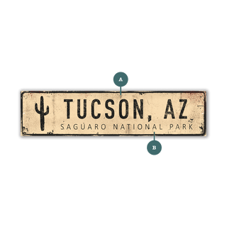 Landmark Cactus Custom Signs: Sand 2 - Wall Decor Wood & Metal Wall Art Out West Design