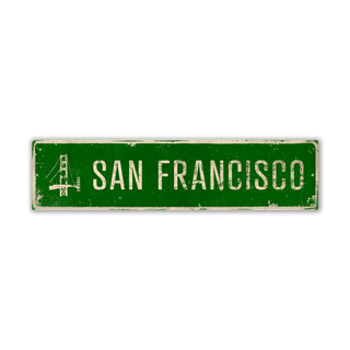 Golden Gate Bridge Landmark Sign: Green - Wall Decor Wood & Metal Wall Art Out West Design