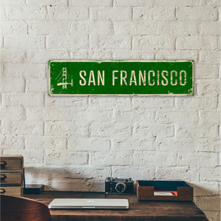 Golden Gate Bridge Landmark Sign: Green - Wall Decor Wood & Metal Wall Art Out West Design