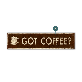 Landmark Coffee Mug Custom Signs: Brown 1 - Wall Decor Wood & Metal Wall Art Out West Design