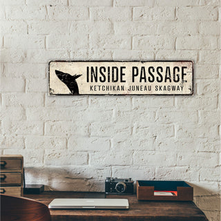 Landmark Whale Custom Signs: White 2 - Wall Decor Wood & Metal Wall Art Out West Design