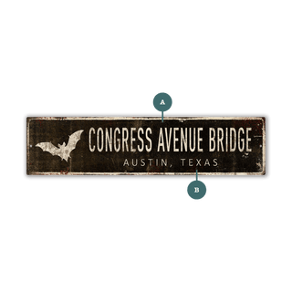 Landmark Bat Custom Signs: Black 2 - Wall Decor Wood & Metal Wall Art Out West Design