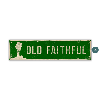 Old Faithful Landmark Sign: Green - Wall Decor Wood & Metal Wall Art Out West Design