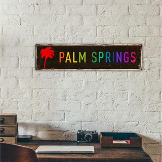 Landmark Palms Custom Signs: Black Rainbow - Wall Decor Wood & Metal Wall Art Out West Design