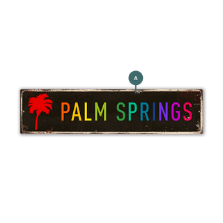 Landmark Palms Custom Signs: Black Rainbow - Wall Decor Wood & Metal Wall Art Out West Design