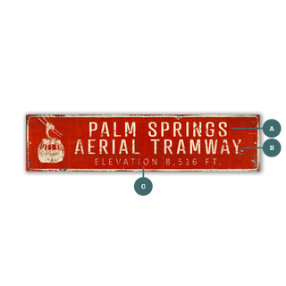 Landmark Tramway Custom Signs: Red 3 - Wall Decor Wood & Metal Wall Art Out West Design