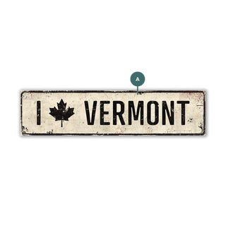 Landmark "I Heart" Custom Signs: Black on White Maple Leaf - Wall Decor