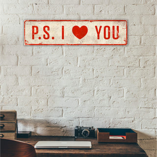 Landmark P.S. I Love You Signs: Red Text on White - Wall Decor