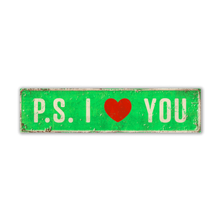 Landmark P.S. I Love You Signs: Bright Green - Wall Decor Wood & Metal Wall Art Out West Design