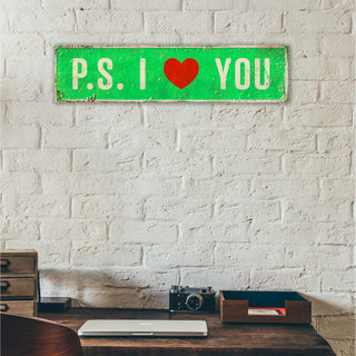 Landmark P.S. I Love You Signs: Bright Green - Wall Decor Wood & Metal Wall Art Out West Design