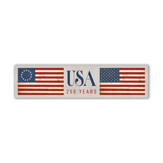 USA 250 Years – Patriotic Anniversary Flag - Wall Decor Wood & Metal Wall Art Out West Design