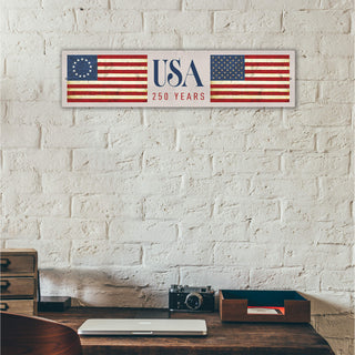 USA 250 Years – Patriotic Anniversary Flag - Wall Decor Wood & Metal Wall Art Out West Design