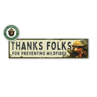 Smokey Bear 1967 Thanks Folks - Wall Decor Wood & Metal Wall Art Smokey Bear