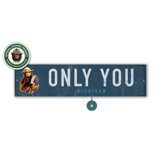Smokey Bear 1985 Only You: Blue Landmark - Wall Decor Wood & Metal Wall Art Smokey Bear