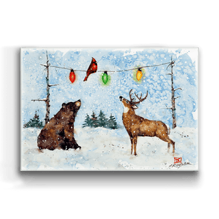 A Bear, Deer, and Cardinal Christmas - Metal Box Art Metal Box Wall Art Dean Crouser