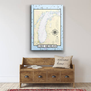 Lake Michigan Area Chart - Metal Box Art Metal Box Wall Art Joanne Murphy