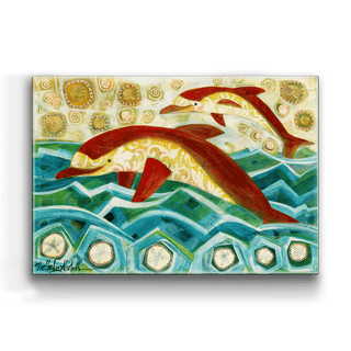 Red Dolphins - Metal Box Art Metal Box Wall Art Shelle Lindholm