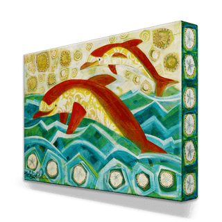 Red Dolphins - Metal Box Art Metal Box Wall Art Shelle Lindholm