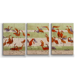 Return of the Sandhill Cranes: 3-Piece Metal Box Art Metal Box Wall Art Shelle Lindholm