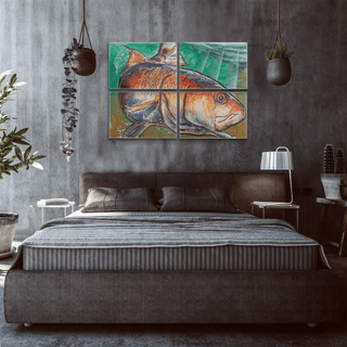Redfish Tetra: 4-Piece Metal Box Art Metal Box Wall Art Ed Anderson