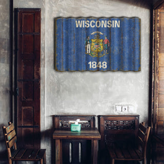 Wisconsin State Flag - Corrugated Metal Wall Art Corrugated Wall Art Meissenburg Designs