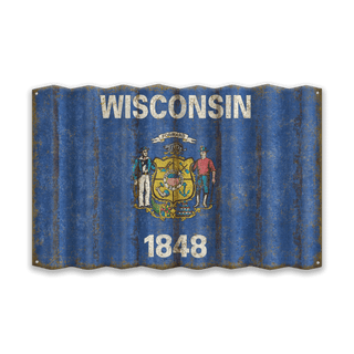 Wisconsin State Flag - Corrugated Metal Wall Art Corrugated Wall Art Meissenburg Designs