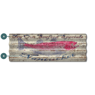 Try Our Seafood Specials: White Back - Corrugated Metal Wall Art Corrugated Wall Art FishAye Trading Company Corrugated Aluminum 44" x 17"