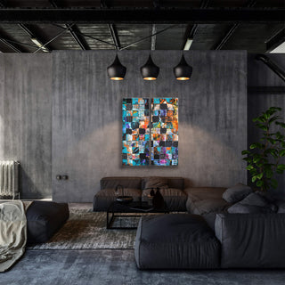 Black Chex - 2-Panel Metal Box Art Metal Box Wall Art Nancy Seiler