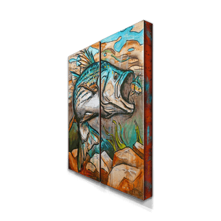 Cross Striped Bass: 2-Piece Metal Box Art Metal Box Wall Art Ed Anderson
