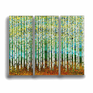 Spring Aspens - 3-Panel Metal Box Art Metal Box Wall Art Nancy Seiler