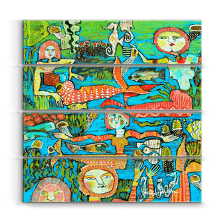 Sea Urchins & Mermaids: 4-Piece Metal Box Art Set Metal Box Wall Art Shelle Lindholm
