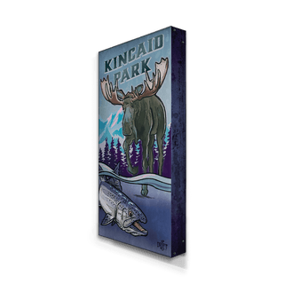 Moose and Salmon in Winter : Metal Box Art Metal Box Wall Art Ed Anderson