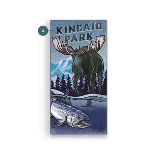 Moose and Salmon in Winter : Metal Box Art Metal Box Wall Art Ed Anderson