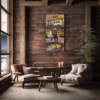 Elk and Trout at Dawn: Metal Box Art Metal Box Wall Art Ed Anderson