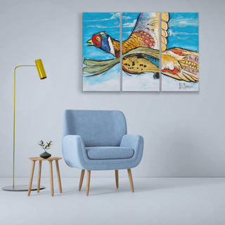 Pheasant in Flight: 3-Piece Metal Box Art Metal Box Wall Art Ed Anderson