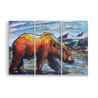 Grizzly Country: 3-Piece Metal Box Art Metal Box Wall Art Ed Anderson