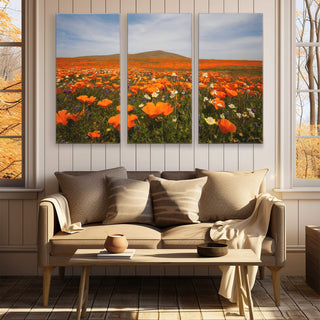 Poppy Field: 3-Piece Metal Box Art Metal Box Wall Art John Lichtwardt