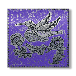 El Colibri 2: Hummingbird in Purple - Metal Box Art Metal Box Wall Art Shelle Lindholm