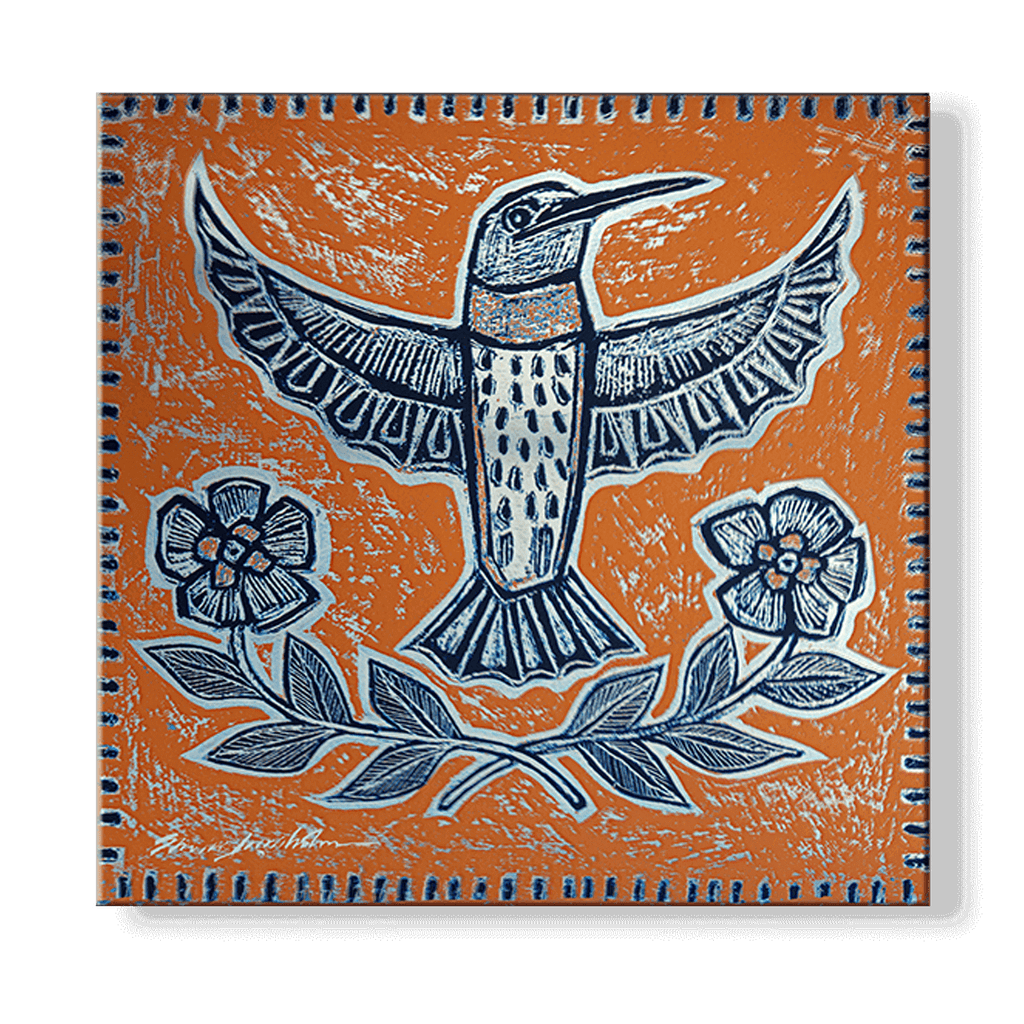 El Colibri 3: Hummingbird in Orange - Metal Box Art – Old Wood Signs ...