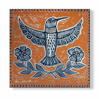 El Colibri 3: Hummingbird in Orange - Metal Box Art Metal Box Wall Art Shelle Lindholm
