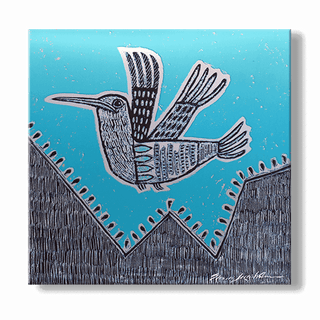 El Colibri 4: Hummingbird in Turquoise - Metal Box Art Metal Box Wall Art Shelle Lindholm