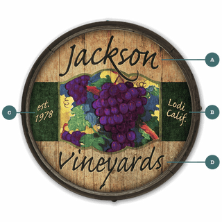 Jackson Vineyards: Red Grapes - Barrel End Wall Art Barrel End Wall Art Meissenburg Designs