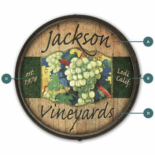 Jackson Vineyards: White Grapes - Barrel End Wall Art Barrel End Wall Art Meissenburg Designs