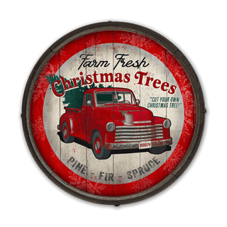 Christmas Tree Truck: Generic - Barrel End Wall Art Barrel End Wall Art Meissenburg Designs