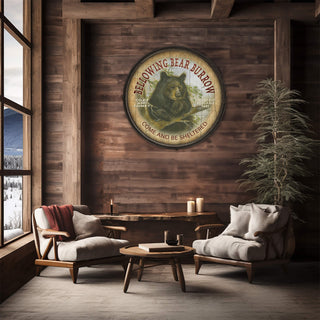 Bellowing Bear Burrow - Barrel End Wall Art Barrel End Wall Art Marilynn Dwyer Mason