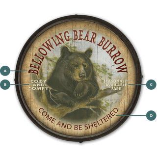 Bellowing Bear Burrow - Barrel End Wall Art Barrel End Wall Art Marilynn Dwyer Mason