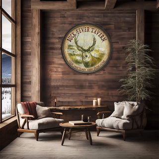 Buck Fever Tavern - Barrel End Wall Art Barrel End Wall Art Marilynn Dwyer Mason