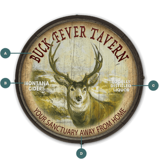 Buck Fever Tavern - Barrel End Wall Art Barrel End Wall Art Marilynn Dwyer Mason
