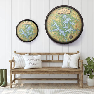 Lake Martin, Alabama: Illustrated Map - Barrel End Wall Art Barrel End Wall Art Lisa Middleton